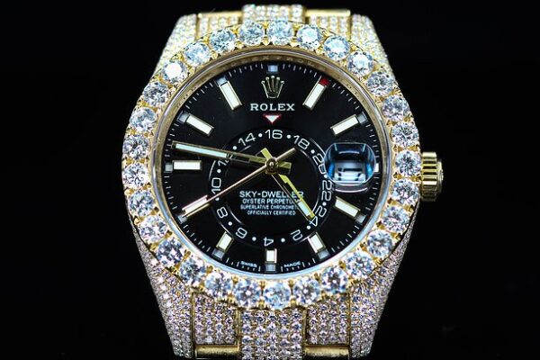 Rolex Sky-Dweller 42mm Black Dial Stainless Steel With Custom 27ct Diamond