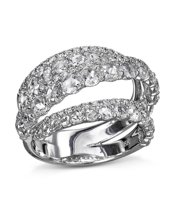 x 3 Strand Diamond and White Gold Ring