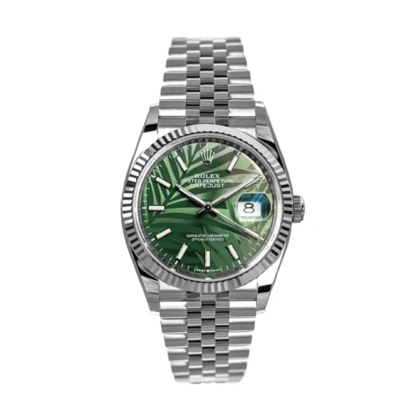 Rolex Datejust 36 Fluted ‘Olive-Green Palm Motif’ Dial Jubilee